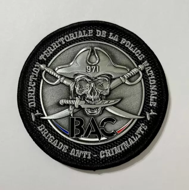 Ancien écusson brodé/Iron Patch Police BAC 971 Guadeloupe Obsolète collection