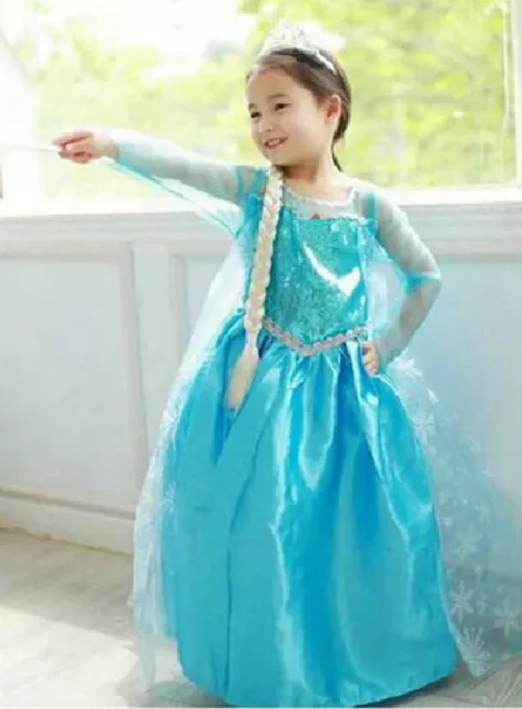 Frozen Vestito Carnevale Elsa 2-12 anni Dress up Elsa Cosplay Costume 789005 E