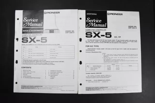 Pioneer SX-5 Computer Controlled Receiver Service Manuals - Genuine Original