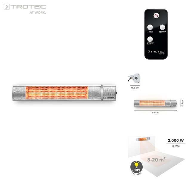 TROTEC Chauffage Radiant Infrarouge IR 2050 Électrique Extérieur Terrasse