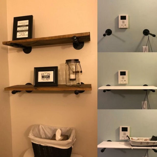 Industrial Rustic Iron Pipe Shelf Shelving Book Wall Mount Bracket DIY Furniture