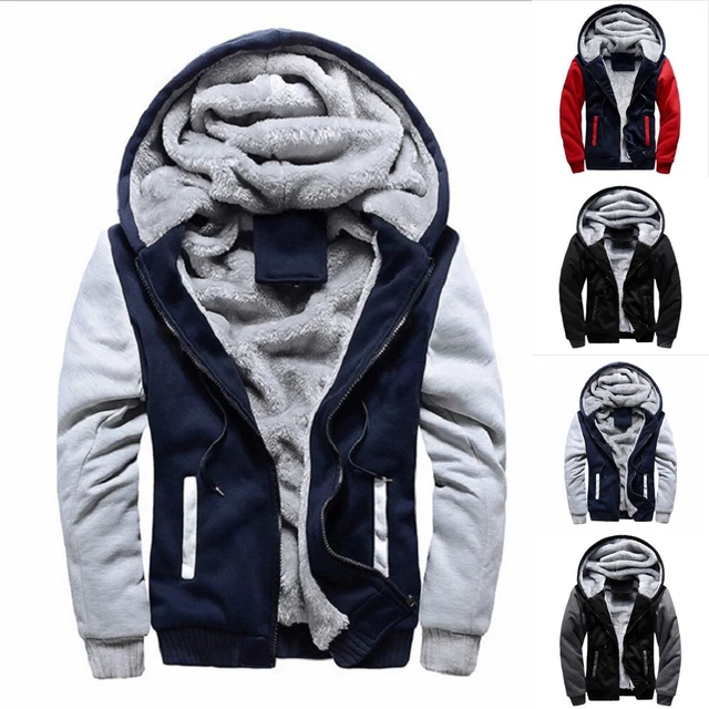 Uomo Cappotto Invernale Fodera Pile Felpa con Cappuccio Giacca Spesso Giacca