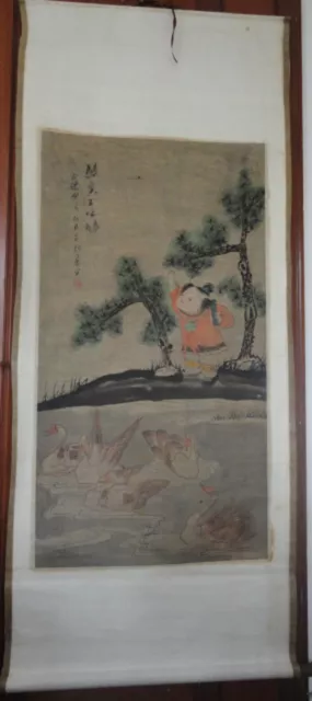 GA148:oriental asian art chinese old scroll 100% handpainted painting@tangyin