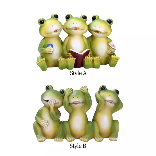 Frog Statue Creative Resin Desktop Craft Ornament for Office Lawn Balcony