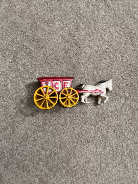 Vintage 7” Long Cast Iron Ice Wagon Horse Drawn Carriage Buggy Ex.Cond