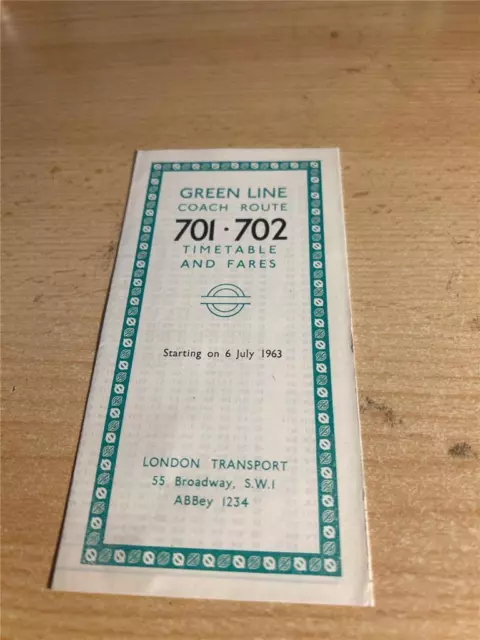 London Transport Green Line Coach Route 701 Bus Timetable Lft Jul 1963