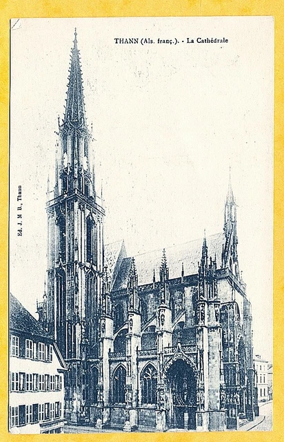 CARTE POSTALE ANCIENNE  THANN  L'Eglise dans le bas , trous de marmites