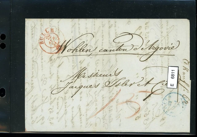 BM2536, Schweiz Vorphilatelie, Brief nach Wohlen (Aargau), aus Bulle, 1845