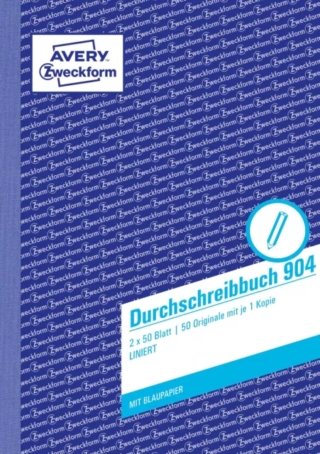 Avery Zweckform 904 Duplicate Book DIN A5 Lined Pack of 2x 50 Sheets (US IMPORT)