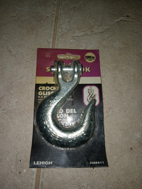 Lehigh 1/4" Eye Slip Hook Grade 43 Zinc Plated 2600 Lbs Working Load Limit
