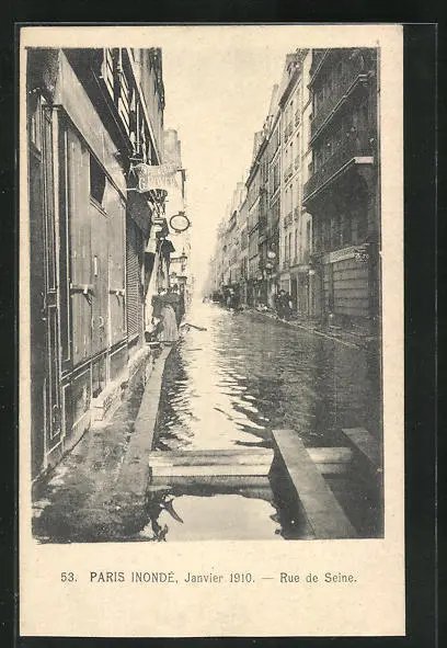CPA Paris, Les Inondations, January 1910, Rue de Seine, flood