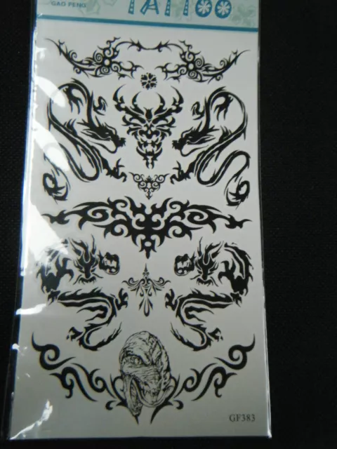 1 Sheet Black Unisex Celtic Tribal Gothic Arty Designs Temporary Tattoos Party