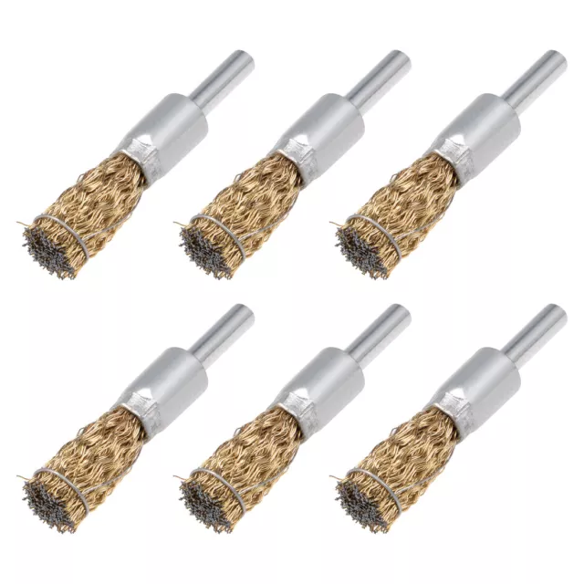 12mm Wire Wheel Brush Cup Copper Plated Crimped Steel with Shank 6 Pcs