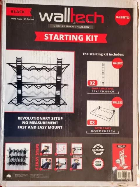 Walltech Modular Storage Holder Cellar 15 Bottle Wine Rack Wall Tech Starter Kit