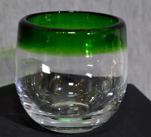 Alter Glas Becher / Vase Mit Abriss - Handarbeit