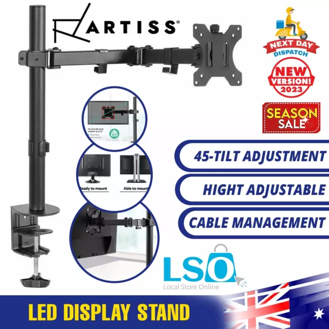 Monitor Stand Arm Single HD LED Display Desk Mount Stand Bracket VESA Holder New