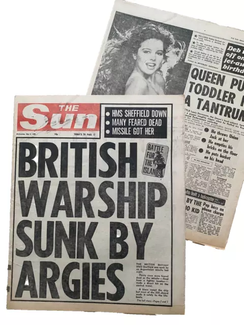 The Sun Newspaper 5th May 1982 Falklands Page 3  Debbie Boyland COMPLETE