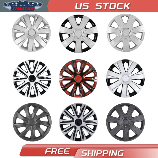 Set of 4 14" 15" 16" 17" Wheel Covers Snap On Full Hub Caps Tire & Steel Rim