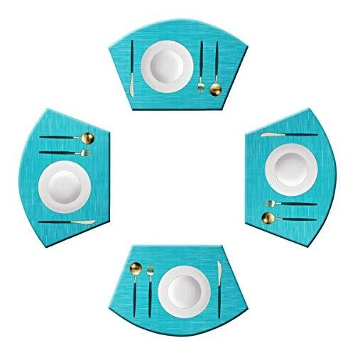 Wedge Shaped Placemats for Round Table Cross-Weave Washable Vinyl Placemat