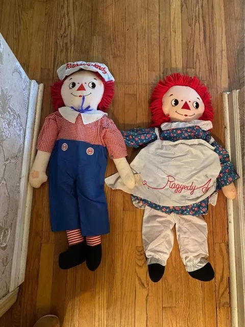 Vintage Large Raggedy Ann  And Andy Doll By Johnny Gruelle Applause 34" Original