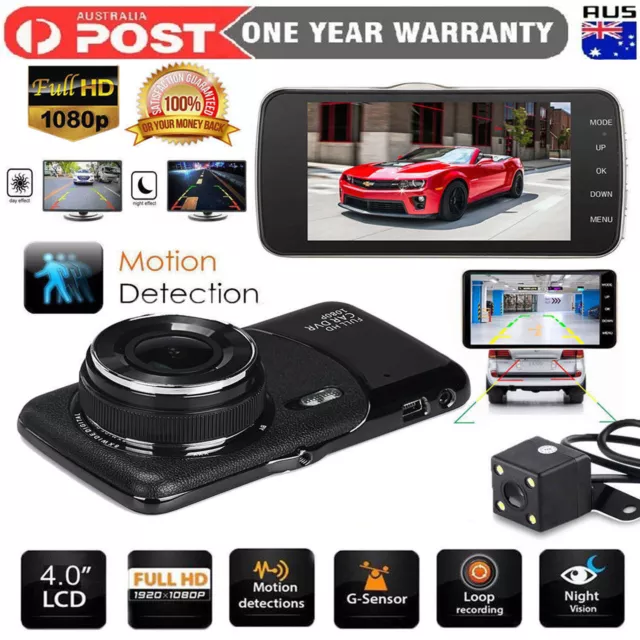 Full HD 1080P 4'' Car DVR Dual Lens Video Recorder Camera Dash Cam Night Vision