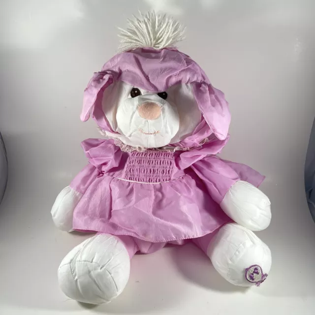 Vintage Fisher Price Lamb Bear Puffalump Nylon Plush Pink Dress Stuffed Animal
