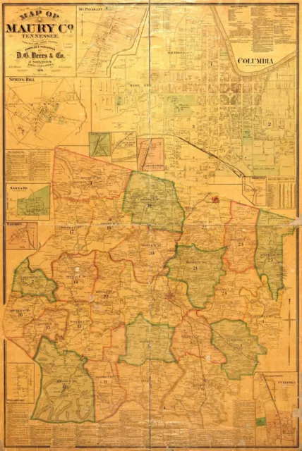 16" x 24" 1878 of Maury Co., Tennessee