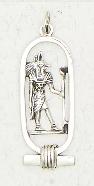 Anubis Cartouche .925 Sterling Silver Ancient Egyptian Occult Deity Pendant