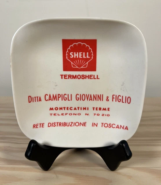 Vintage Mebel White Red Clam Shell Gas Italian Termoshell 1950s Coin Dish Bowl