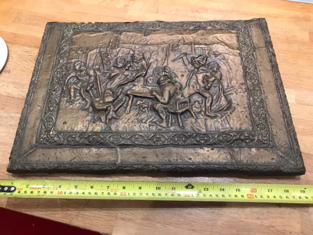 Antique Brass Decorative Panel / Plaque / Lid - Hand Crafted - 50 x 35 x 3cm