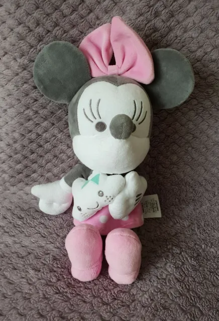 Disney Store Baby Grey Pink Minnie Mouse Holding Cloud Plush Soft Toy Comforter
