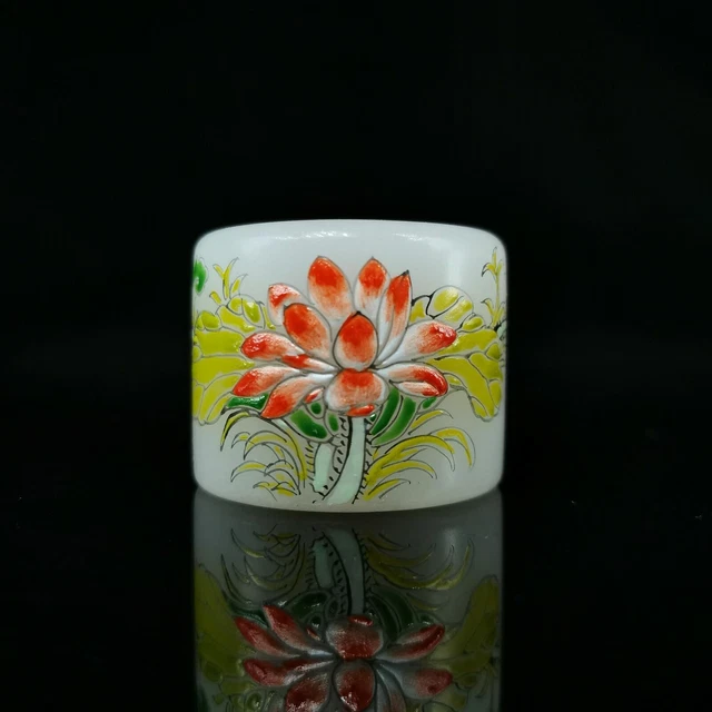 Chinese Old Beijing Glaze Handmade Exquisite Flower Ring 16777