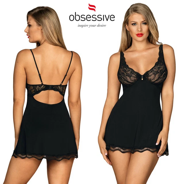 Lingerie Sexy In Pizzo Babydoll Con Bralette - Deep V, Nero, Intimo Donna Sensuale - Foto 9