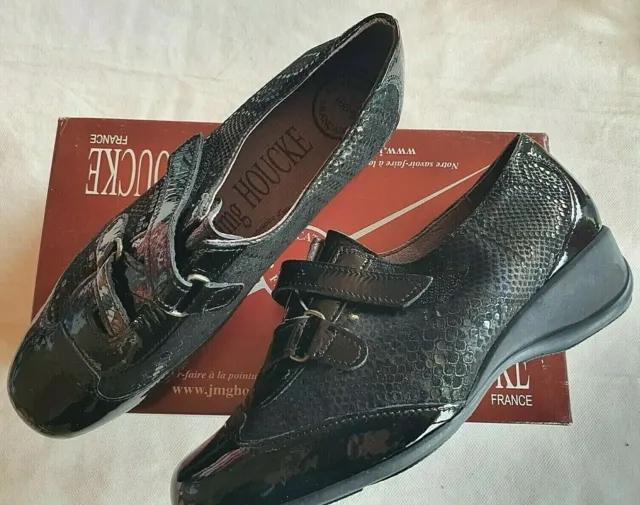 Chaussures en cuir vernis noir neuves Jmg Houcke modèle Patio taille 37 (pa)