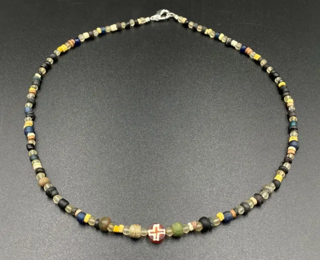 Ancient Afghan Roman Sasanian Himalayan Glass Faience Agate Old Beads Necklace