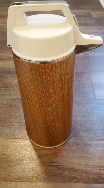 Everest Airpot 1.9L Vintage Hot Cold Coffee Tea Dispenser Wood Grain Pattern
