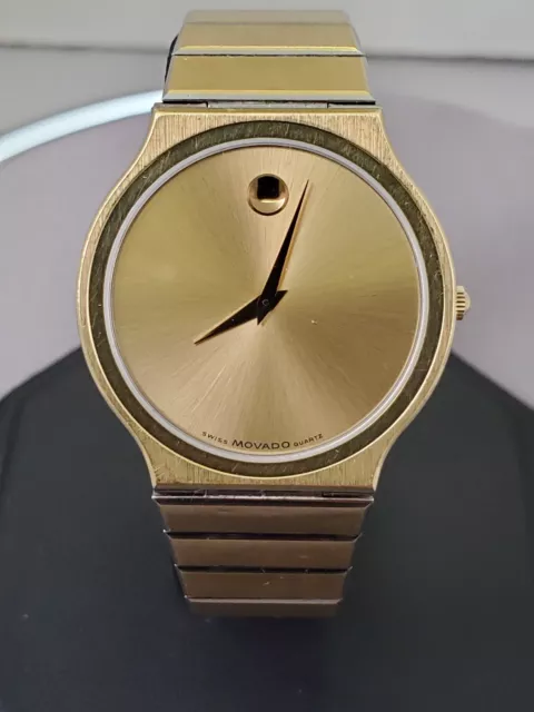 Men's Movado Serio Museum Watch Gold Dial Gold Tone Stainless Steel 38mm