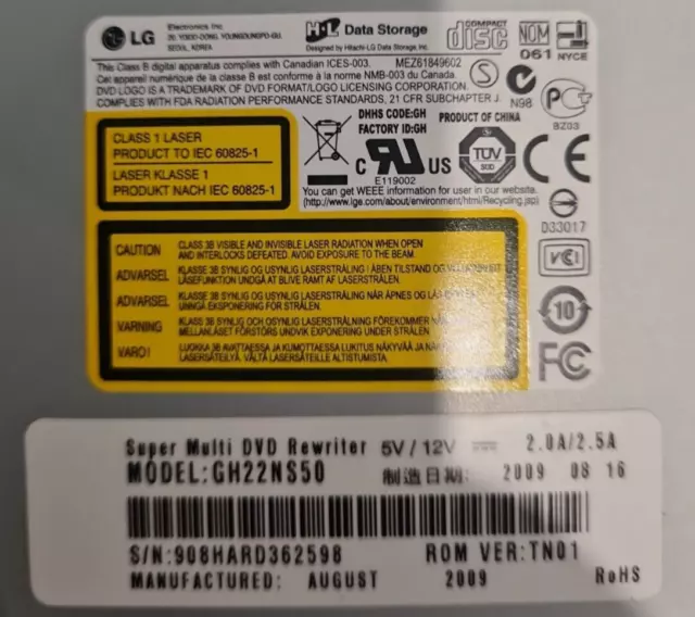 LG GH22NS50 CD/DVD Burner Player CD/Dvd-Rw Internal SATA DVD
