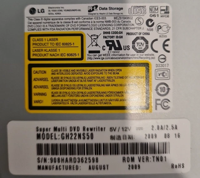 LG GH22NS50 CD/DVD Burner Player CD/Dvd-Rw Internal SATA DVD
