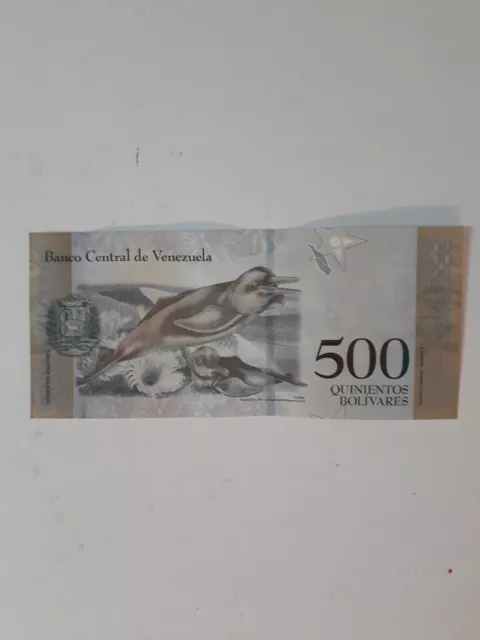 Venezuela 500 Bolivar Amazon Dolphin Gusano flower 2017 foreign currency