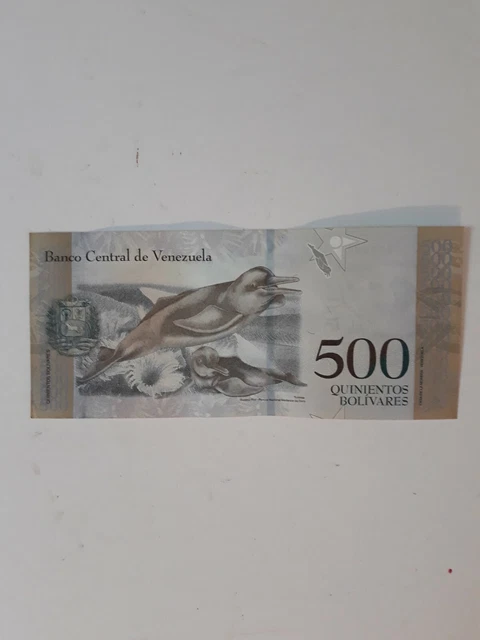Venezuela 500 Bolivar Amazon Dolphin Gusano flower 2017 foreign currency
