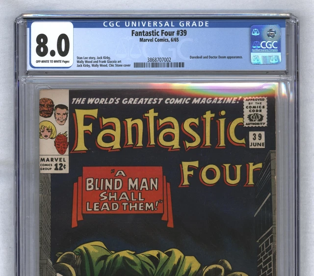 Fantastic Four #39 1st App & Cover Daredevil w/ FF Doctor Doom 1965 CGC 8.0 3