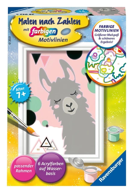 Ravensburger Malen nach Zahlen 28942 - Glückliches Lama - Kinder ab 7 Jahren