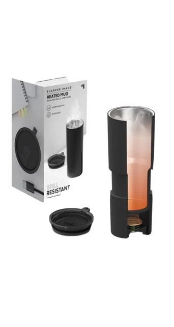 Sharper Image 1012666 Insulated Steel Heated Travel Mug - Black
