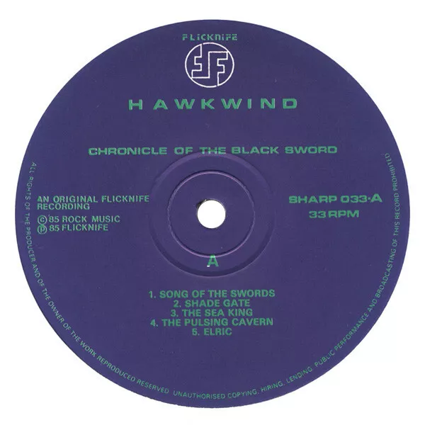 Hawkwind The Chronicle Of The Black Sword Vinyl Record NM or M-/VG+ 3