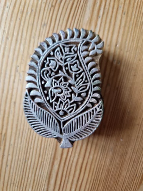 Floral Shaped 6 x 8 cm Indian Hand Carved Wooden Printing Block Stamp