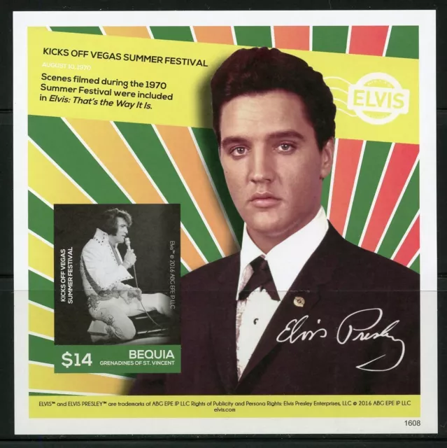 Bequia 2016  Elvis Presley First Radio Recorders Session  S/S Mint Nh