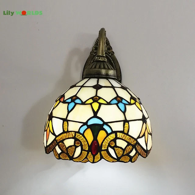 Lámpara de pared de vitrales estilo Tiffany aplique de pared de baño accesorio retro