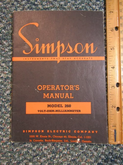 Simpson V.O.M Model 260 Operator's Manual ~ Original
