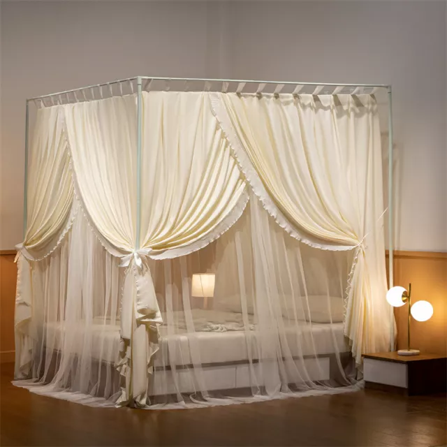 Fashion Netting Bed Curtain Double Layers Mosquito Net With Stainless Steel Tube